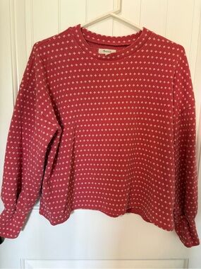 Madewell Red Crewneck Sweatshirt with Mini White Motif